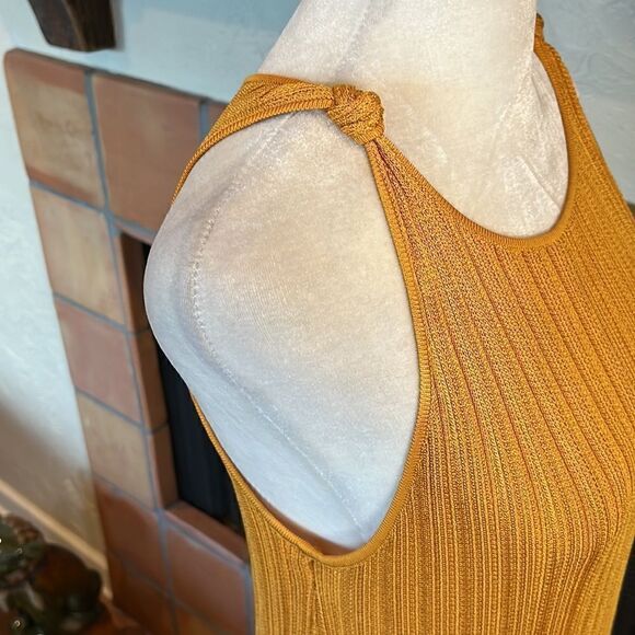 Zara Knit Yellow-Orange Knotted Shoulder Strap Maxi Dress, S! - Picture 5 of 9